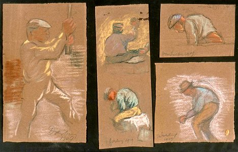 Four Studies of Farm Labourers by Theo van Doesburg Centraal Museum AB4379-A-D