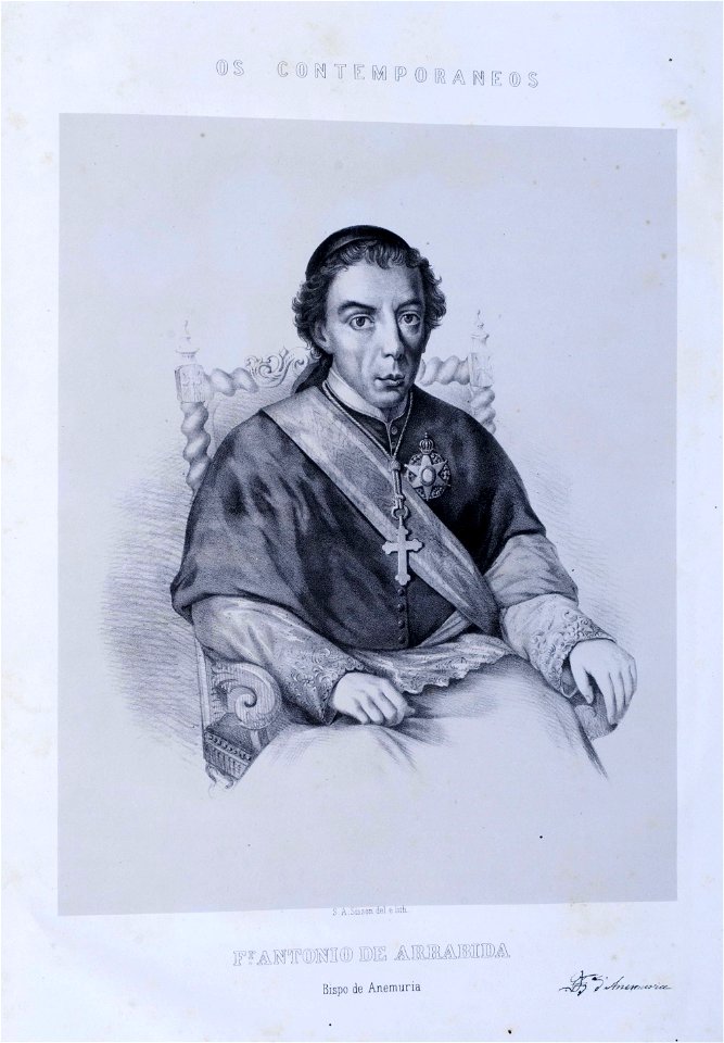 Fr. Antonio de Arrabida Bispo de Anemuria - Litografia