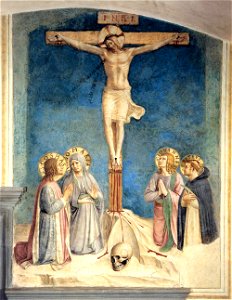 Fra Angelico - Crucifixion with the Virgin and Sts Cosmas, John the Evangelist and Peter Martyr (Cell 38) - WGA00552