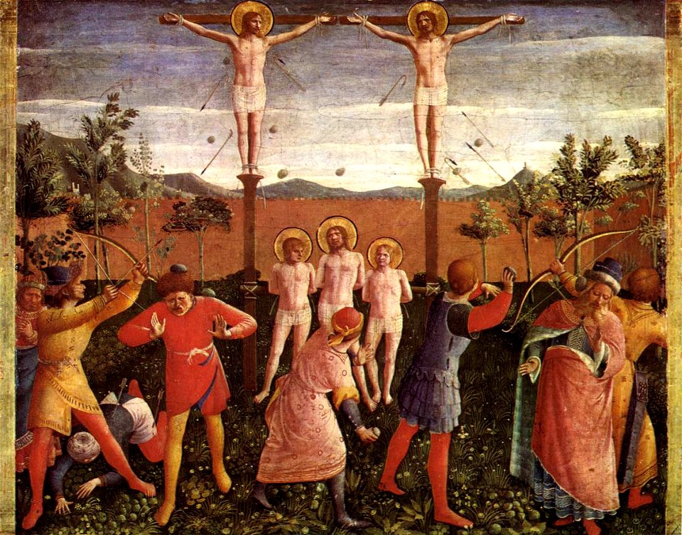 Fra Angelico - Saint Cosmas and Saint Damian Crucifixed and Stoned - WGA0516