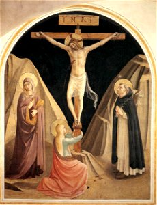 Fra Angelico - Crucifixion with the Virgin, Mary Magdalene and St Dominic (Cell 25) - WGA00547. Free illustration for personal and commercial use.