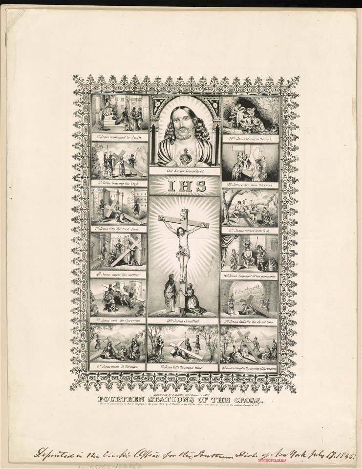 Fourteen stations of the cross - lith. & pub. by J. Baillie, N.Y. LCCN99401399