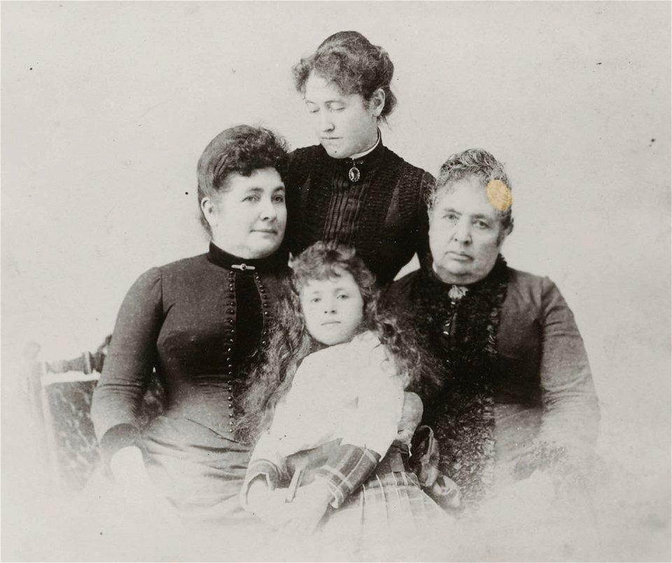 Four generation portrait of Francisca Benicia Carrillo de Vallejo with daughter, Epifania Vallejo de Frisbie; grand-daughter Fannie Frisbie Sequeira, and great-granddaughter Juanita Sequeira