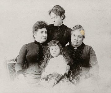 Four generation portrait of Francisca Benicia Carrillo de Vallejo with daughter, Epifania Vallejo de Frisbie; grand-daughter Fannie Frisbie Sequeira, and great-granddaughter Juanita Sequeira