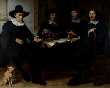 Four officers of the Amsterdam Coopers and wine-rackers Guild. Free illustration for personal and commercial use.