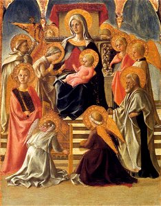 Fra Filippo Lippi - Madonna and Child Enthroned with Saints - WGA13162. Free illustration for personal and commercial use.