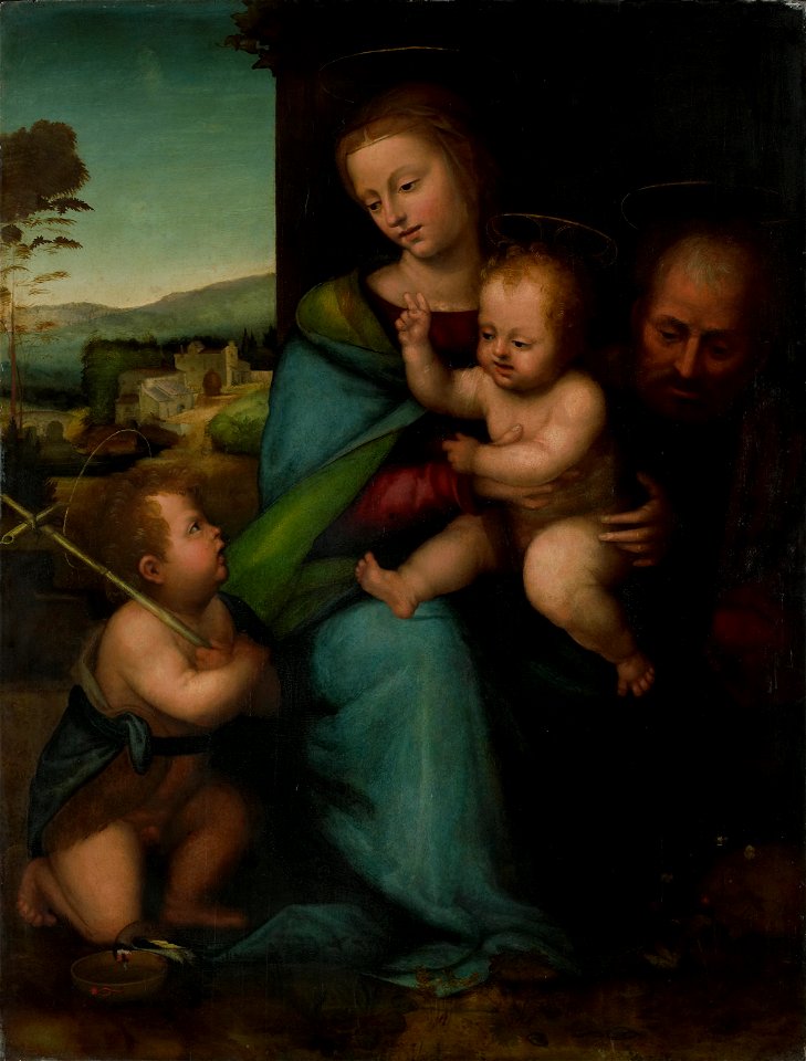 Fra Bartolomeo - De heilige familie met de kleine Johannes