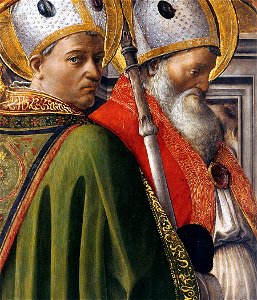 Fra Filippo Lippi - Sts Augustine and Ambrose (detail) - WGA13181. Free illustration for personal and commercial use.
