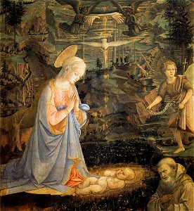 Fra Filippo Lippi - Adoration of the Child with Saints - WGA13298. Free illustration for personal and commercial use.