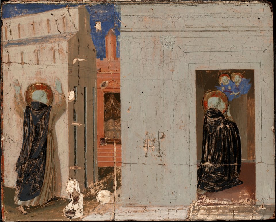 Fra Angelico - The Vision of Pope Innocent III, Saints Peter and Paul Appearing to Saint Dominic - 1937.343 - Yale University Art Gallery