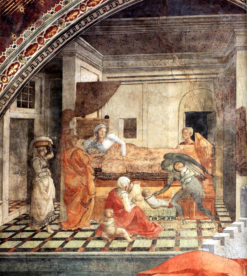 Fra Filippo Lippi - St Stephen is Born and Replaced by Another Child (detail) - WGA13263