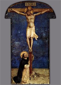 Fra Angelico - Saint Dominic Adoring the Crucifixion - WGA00562. Free illustration for personal and commercial use.