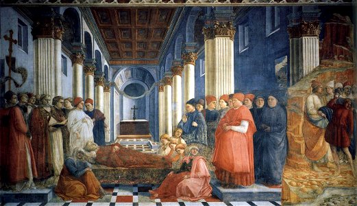 Fra Filippo Lippi - The Funeral of St Stephen - WGA13271. Free illustration for personal and commercial use.