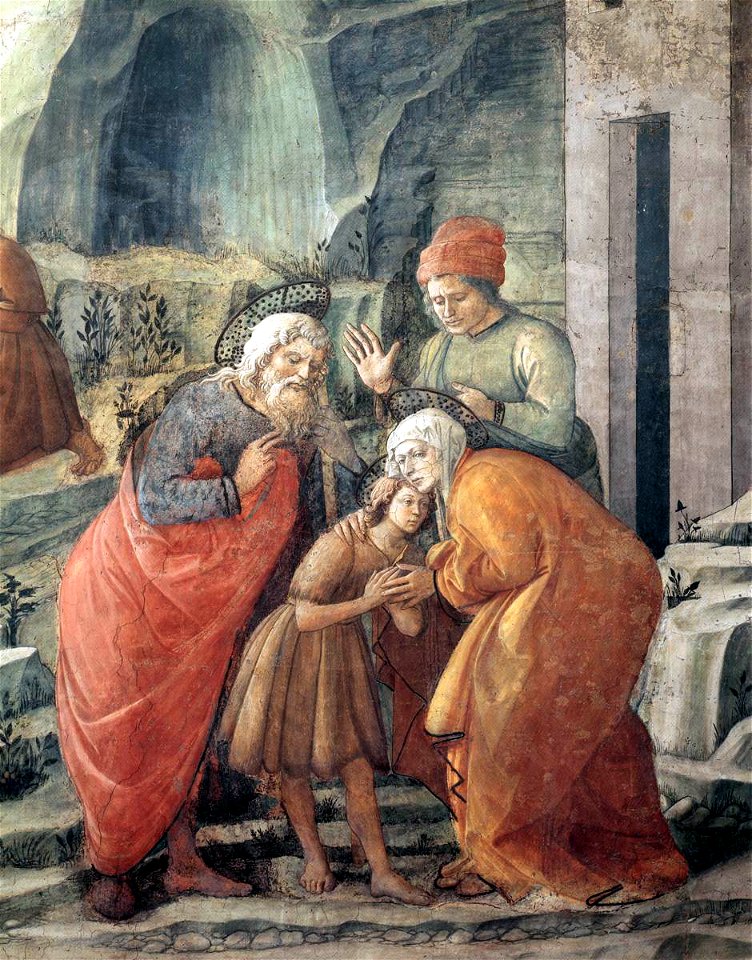 Fra Filippo Lippi - St John Taking Leave of His Parents (detail) - WGA13284