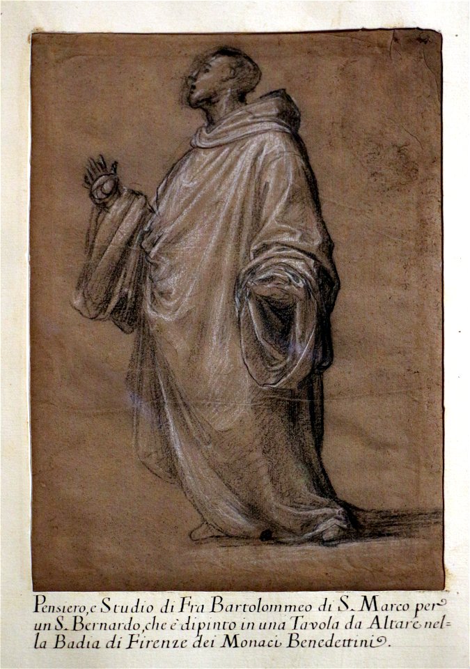 Album del fiorentino francesco maria niccolò gaburri, 1729, con 199 fogli di fra bartolomeo, studio di s. bernardo per la madonna carondelet, 1511-12 ca
