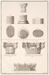 Fragments des colonnes trouvés dans l'ile de Delos Chapiteau trouvé à Rome - Le Roy Julien David - 1770
