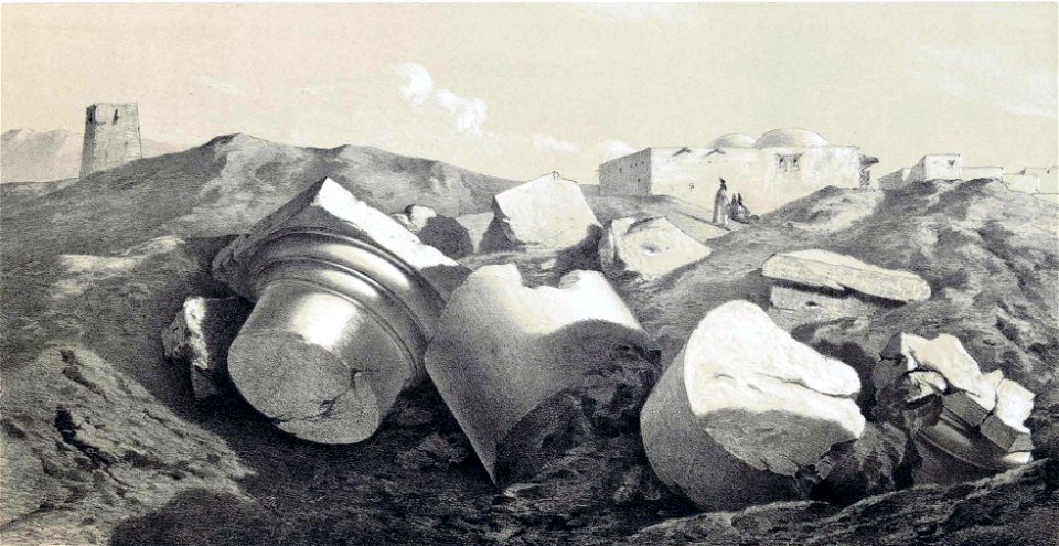 Fragments of columns Kingavar by Eugène Flandin