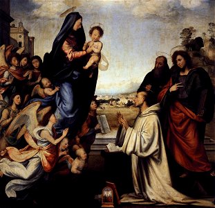 Fra bartolomeo 02 Vision of St Bernard with Sts Benedict and John the Evangelist