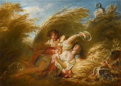 In the Wheat (Dans les blés) by Jean-Honoré Fragonard. Free illustration for personal and commercial use.