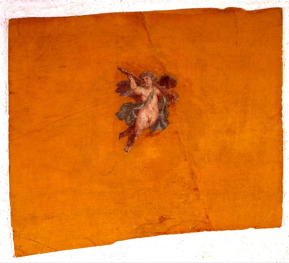 Fragment of wall painting with a flying Eros - Google Art Project. Free illustration for personal and commercial use.