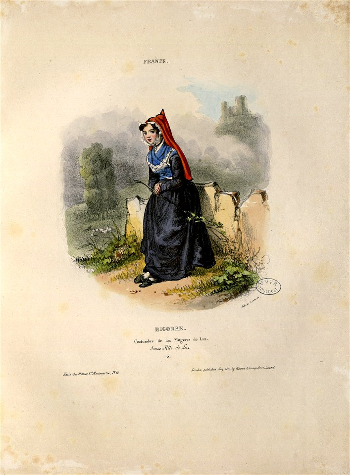 France - Bigorre - Costumbre de las mugeres (sic) de Luz = Jeune fille de Luz - Fonds Ancely - B315556101 A GAVARNI 2 009