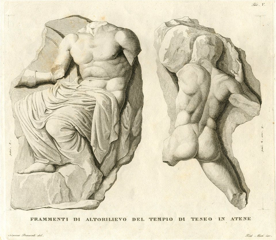Frammenti di altorilievo del Templo di Teseo in Atene - Dodwell Edward - 1812