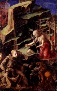 Fra Filippo Lippi - The Penitent St Jerome with a Young Monk - WGA13170. Free illustration for personal and commercial use.