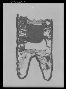 Fragment av begravningsbanér, Hälsingland, fört i Karl X Gustavs begravningståg 1660 - Livrustkammaren - 1856