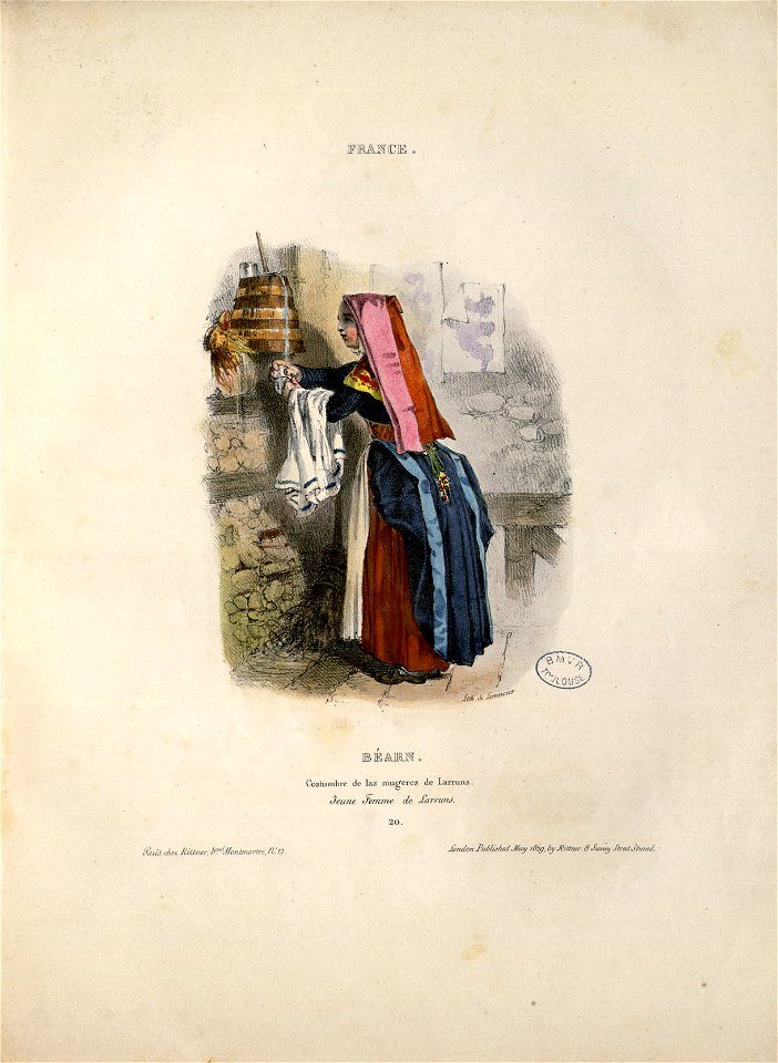 France - Béarn - Costumbre de las mugeres (sic) de Larruns = Jeune Femme de Larruns - Fonds Ancely - B315556101 A GAVARNI 2 023
