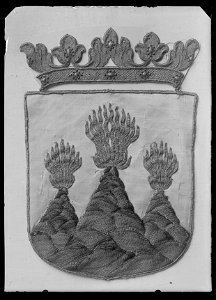 Fragment av begravningsbanér, Västmanland, fäst vid Karl X Gustavs begravningståg 1660 - Livrustkammaren - 60265