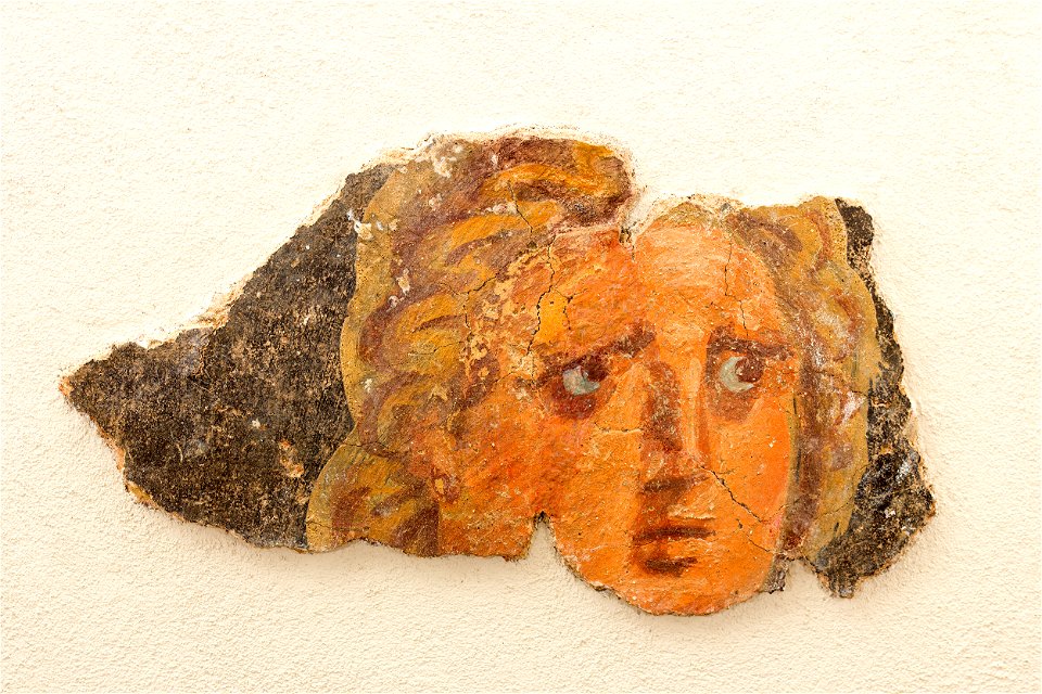 Fragment of a Roman mural from the Roman villa Maasbracht-Steenakker Limburgs Museum L08668-06