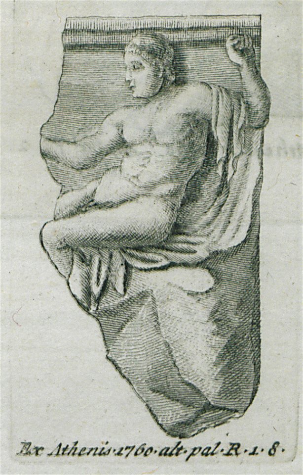Fragment of relief showing a sitting male figure, from Athens - Paciaudi Paolo Maria - 1761