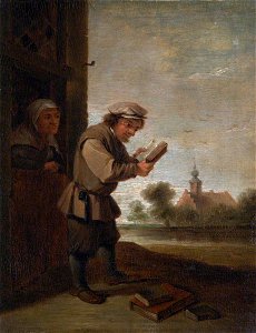 Frances (Countess of Morley) Talbot (1782-1857) - A Peasant Reading, 'The Sense of Sight' (after David Teniers II) - 872123 - National Trust