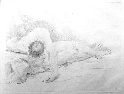 Francesco Bartolozzi - Plate 16 Academic study of a nude seated male, 1860,1208.308