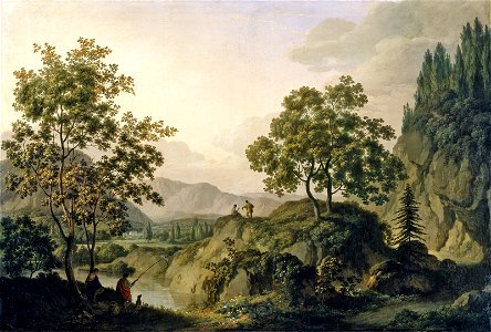 Franc Kavčič - Krajina z ribičem