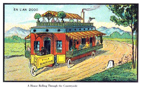 France in XXI Century. Rolling house. Free illustration for personal and commercial use.