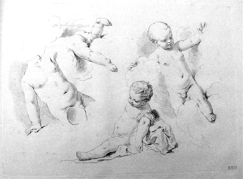 Francesco Bartolozzi - Plate 22 Four studies of children, 1860,1208.320