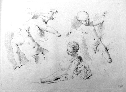 Francesco Bartolozzi - Plate 22 Four studies of children, 1860,1208.320