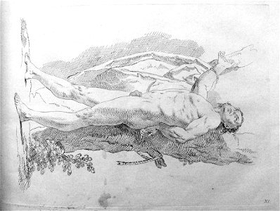Francesco Bartolozzi - Plate 11 A full length nude man, his body in profile, his face turned to the front and looking up, 1860,1208.298