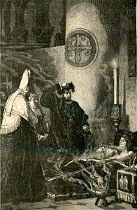 Francesco Borgia dinanzi il cadavere di Isabella di Portogallo. Free illustration for personal and commercial use.