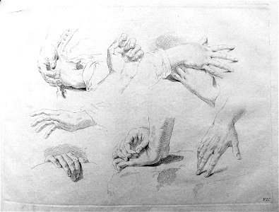Francesco Bartolozzi - Plate 7 Studies of ten hands in various positions; in outline. 1760, 1860,1208.290