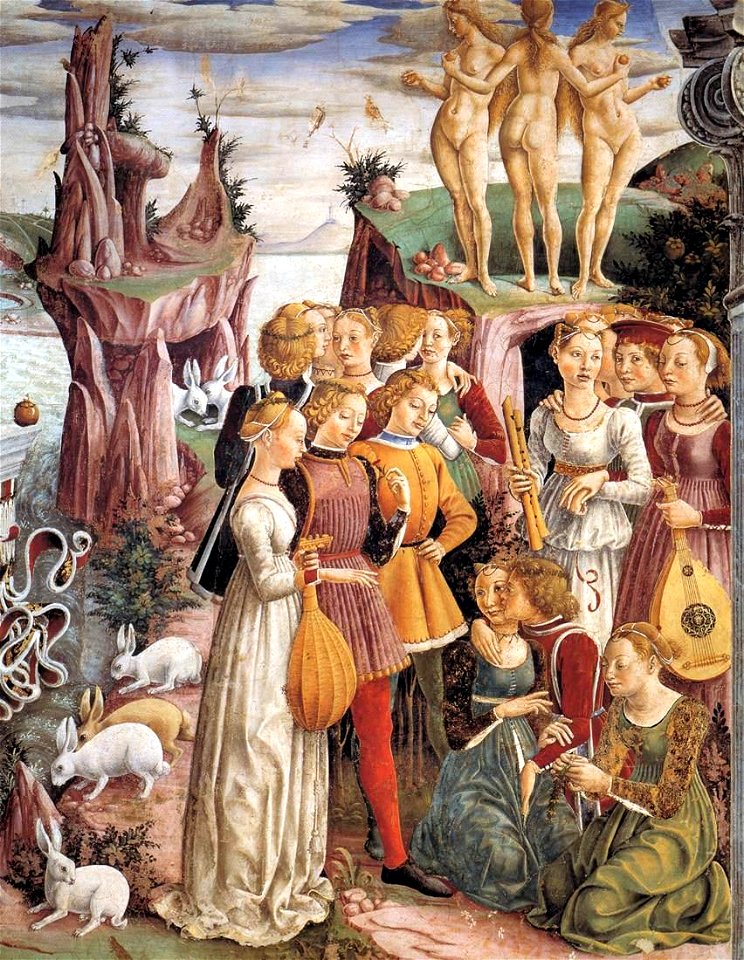 Francesco del Cossa - Allegory of April - Triumph of Venus (detail) - WGA05374