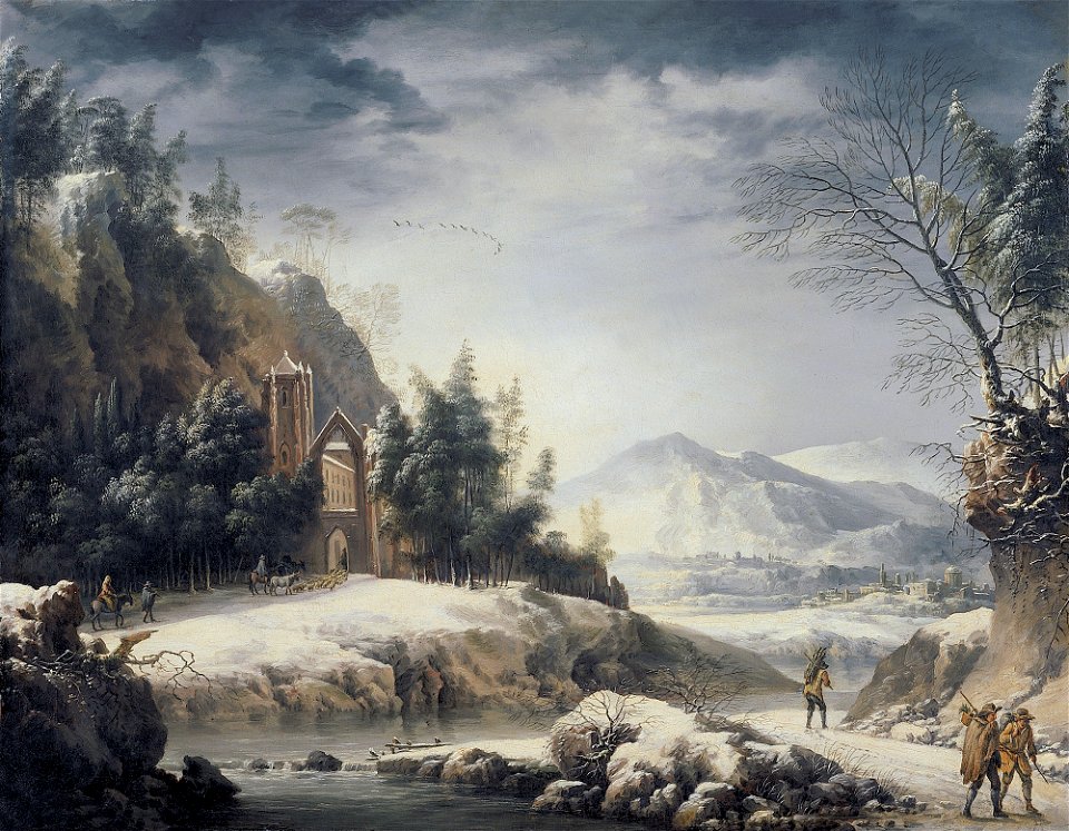 Francesco Foschi - Paesaggio invernale con escursionisti