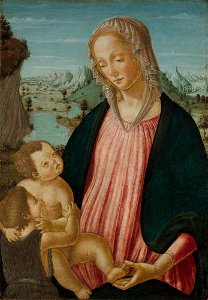 Francesco Botticini - Virgin and Child with the Young St. John the Baptist. Free illustration for personal and commercial use.