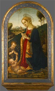 Francesco Botticini - La Virgen y el Niño en un paisaje, con san Juan Bautista niño, c. 1487