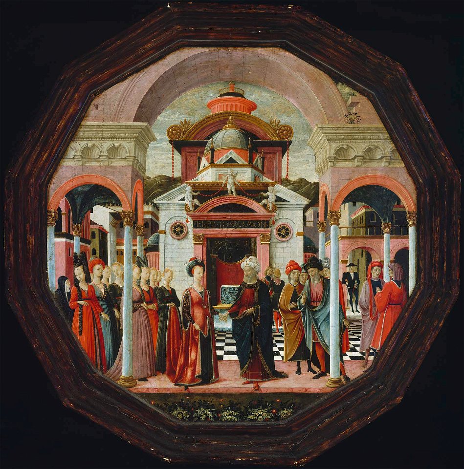 Francesco del Cossa - The Meeting of Solomon and the Queen of Sheba, Cherub Holding Cornucopias of Cherries (recto and verso) - 17.198 - Museum of Fine Arts
