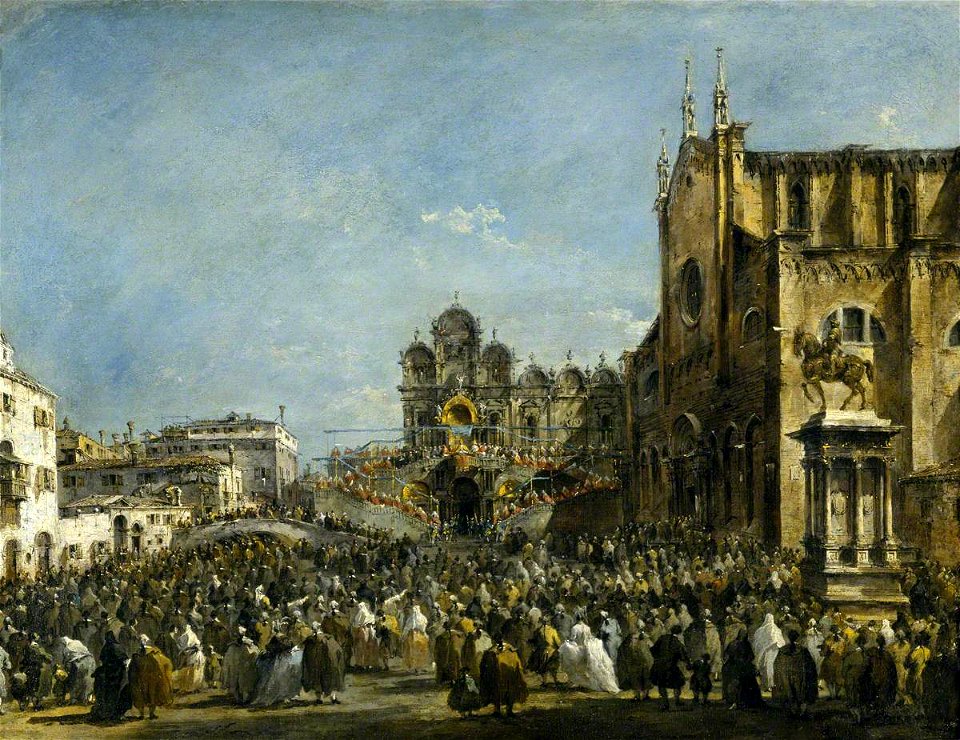 Francesco Guardi (1712-1793) - Pope Pius VI Blessing the People of Venice in the Campo San Zanipolo in 1782 - 446812 - National Trust