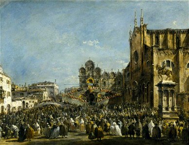 Francesco Guardi (1712-1793) - Pope Pius VI Blessing the People of Venice in the Campo San Zanipolo in 1782 - 446812 - National Trust