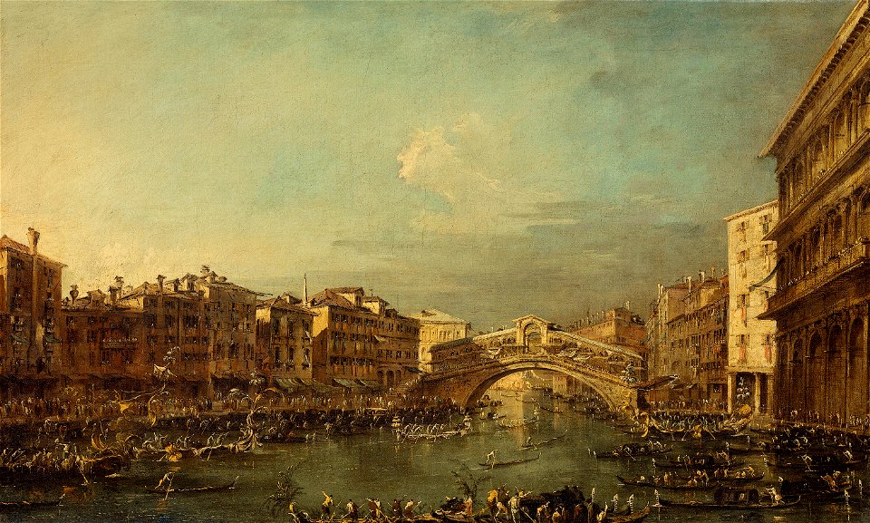 Francesco Guardi - Regatta op het Canal Grande bij de Rialtobrug te Venetië