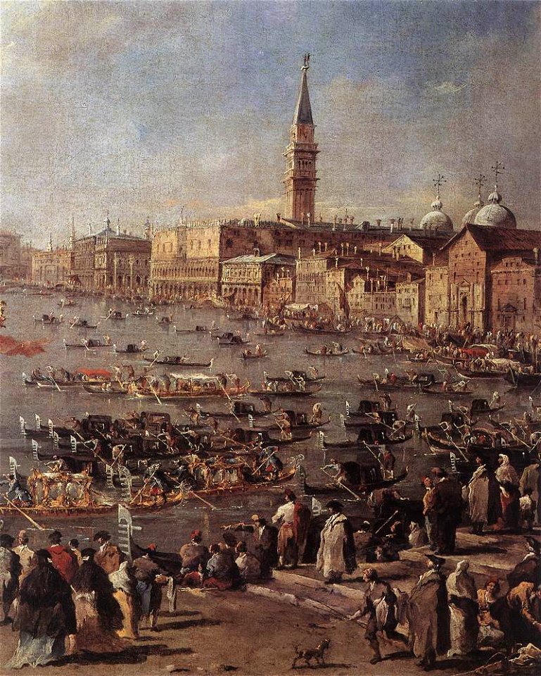 Francesco Guardi - The Doge on the Bucintoro near the Riva di Sant'Elena (detail) - WGA10856